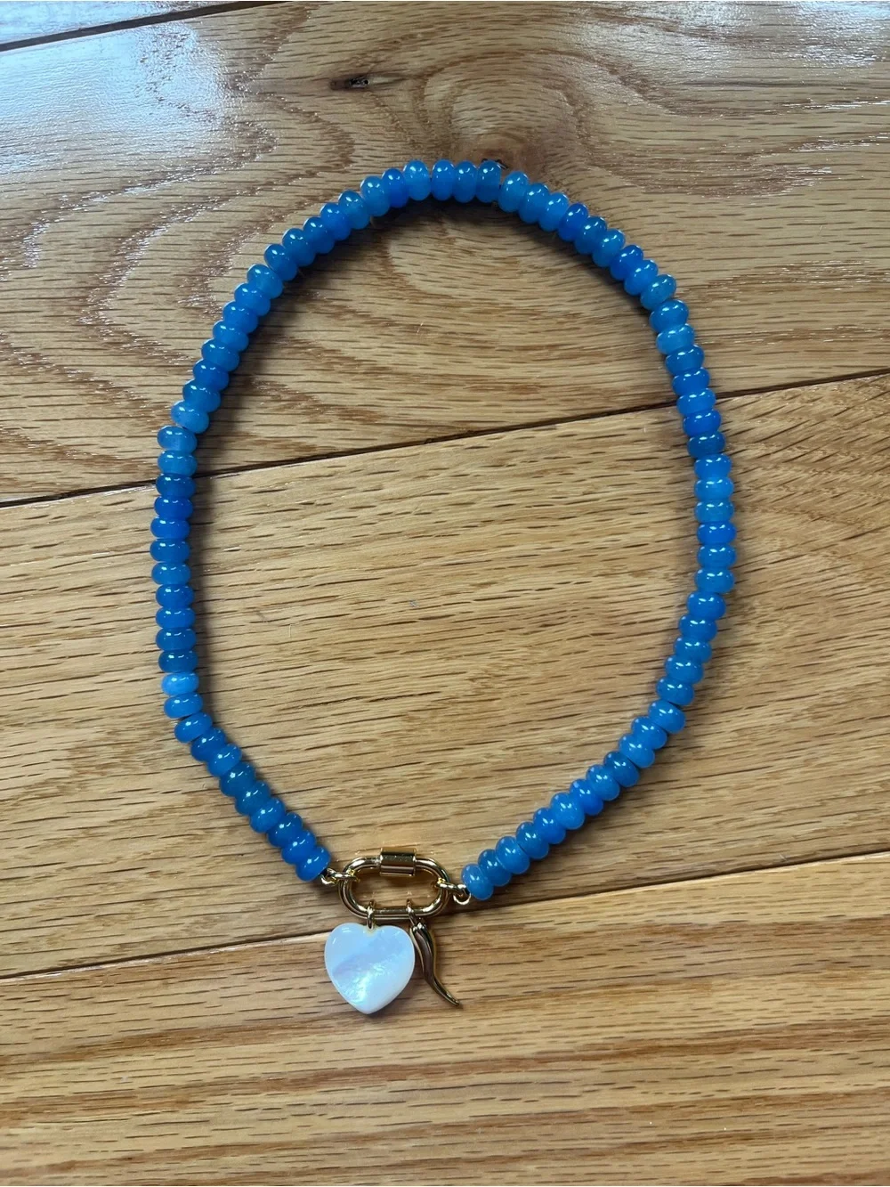 Blue Beaded Heart Pendant Necklace - madewell - Picture 2 of 3